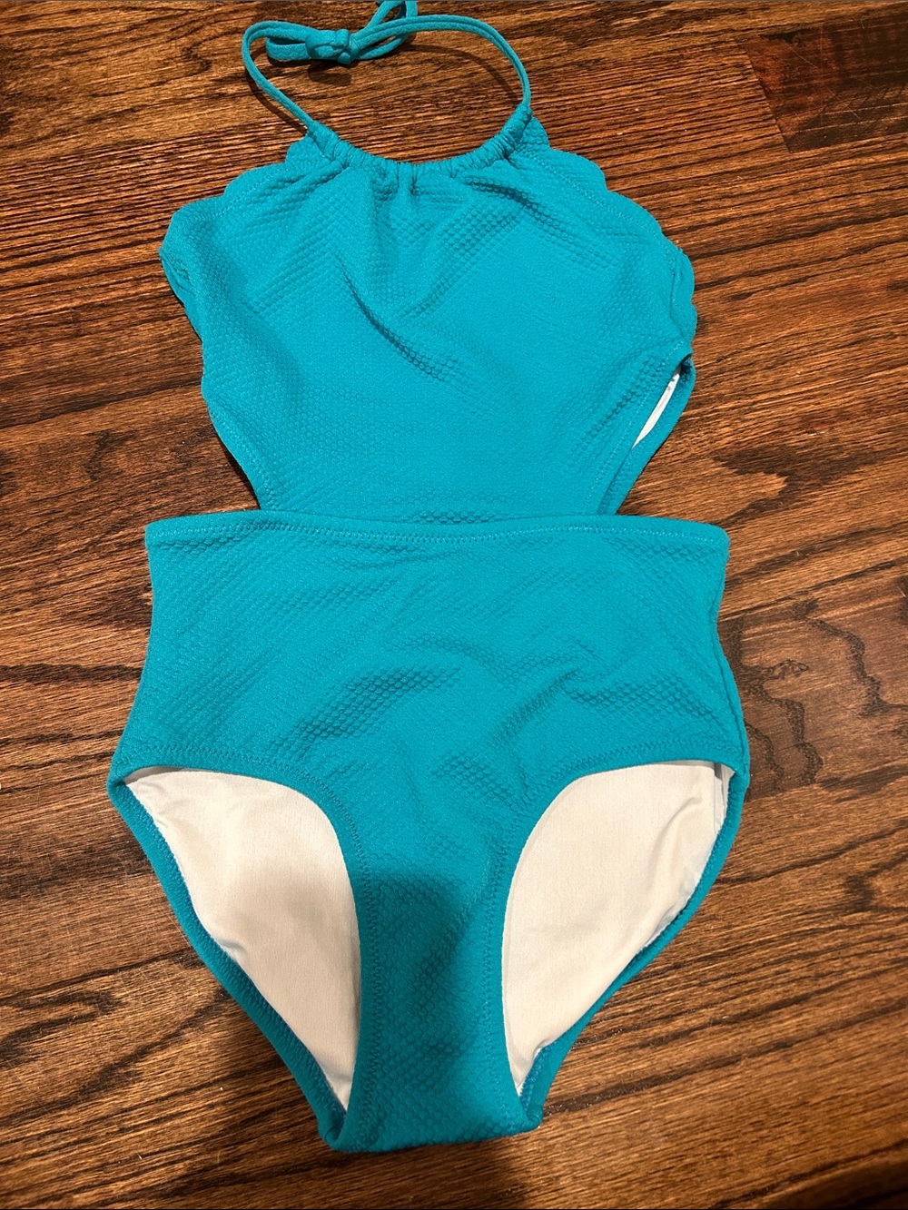 Kids Teal One-Piece Swim Suit girls M (8)